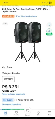 Kit 2 caixas de som staner ps 1501