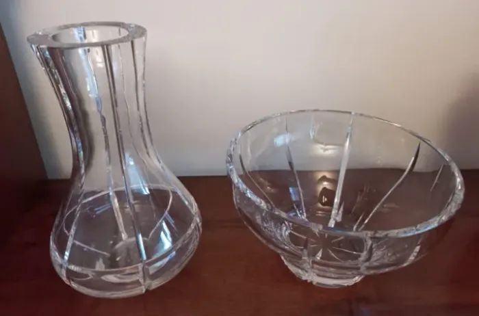 Jogo de Vaso e Centro de Mesa em Cristal super translucido, Alta qualidade - Excelente est