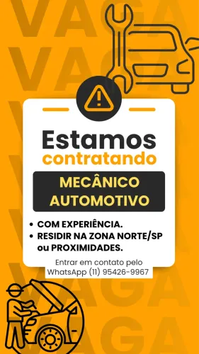 VAGA - MECÂNICO AUTOMOTIVO COM EXPERIÊNCIA