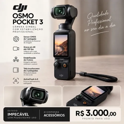 DJI OSMO POCKET 3 | CÂMERA 4K PROFISSIONAL
