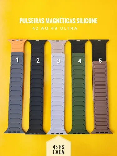 Pulseiras Magnéticas Em Silicone Apple Watch 42 ao 49 Ultra 