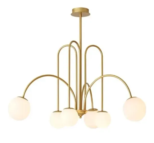 Lustre Luxo Dourado 6 Globos LED