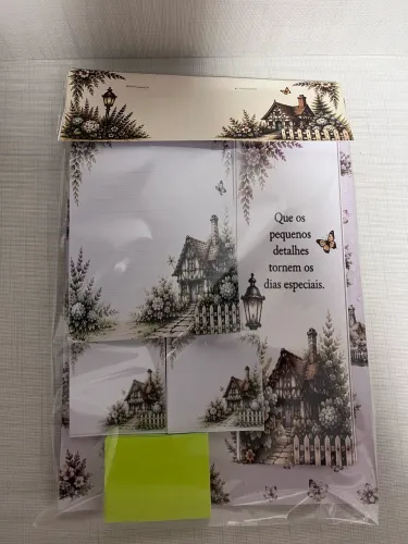 Kit Papelaria Artesanal Casa Enxaimel Floral - Presente