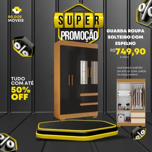 Guarda roupa solteiro com espelho