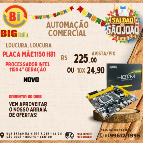 Placa Mãe LGA 1150 H81/M Intel 4ª Geração DDR3 Revenger