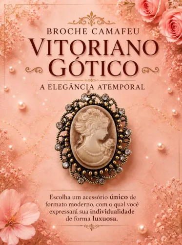 Broche Camafeu Vitoriano Vintage Gótico, Modelo 10 Sépia