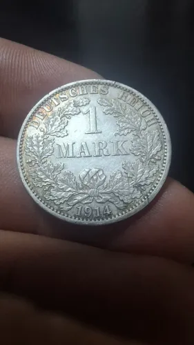 Moeda Rara de Prata 1 Mark 1914 - Império Alemão (Primeira Guerra Mundial)
