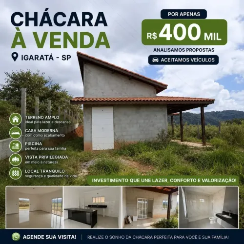 Casa em Igaratá com 3 dormitórios, amplo terreno e ótima localização. Ideal para morar!