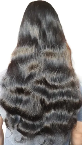 Cabelo humano Virgem Natural 57 cm 90 g Preto Castanho Escuro - Único Rabo