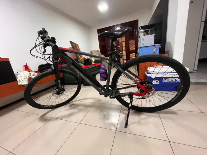 Bicicleta Elétrica Oggi 29 Big Whell 8.0 8v 32km Acelerador Cor Cinza vermelha M 17