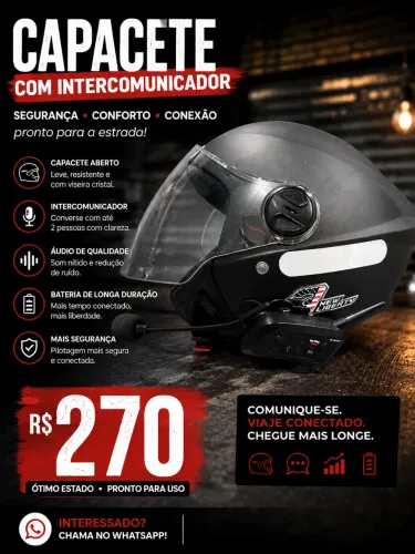 Capacete com intercomunicador