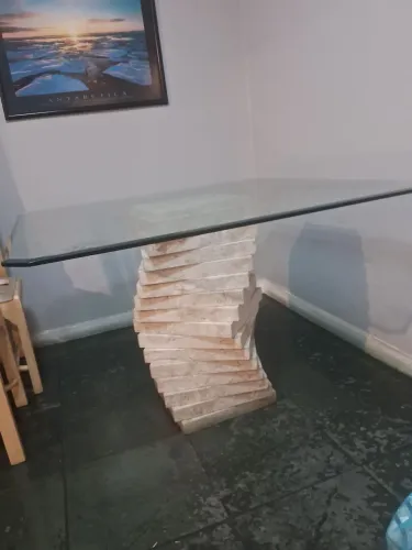 Tampo Quadrado de Vidro Grosso Temperado Mesa de Jantar - 112cmx112cm