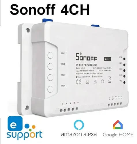 Interruptor Inteligente Sonoff 4CH R3 4 Canais Wi-Fi Compatível Alexa e Google