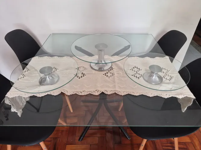 Bandejas vidro para bolo e doces