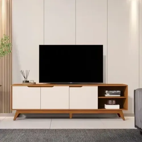 Rack Bancada 1.8 TV Até 75" Pés de Madeira Maciça