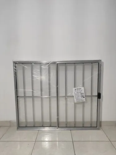 JANELA DE ALUMÍNIO VITRO 2 FOLHAS - COM GRADE - 1,00 x 1,20 - BRILHANTE