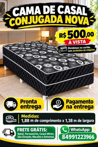 Cama conjugada de casal, a disposição, não tem cobrança de frete em Natal e grande Natal.