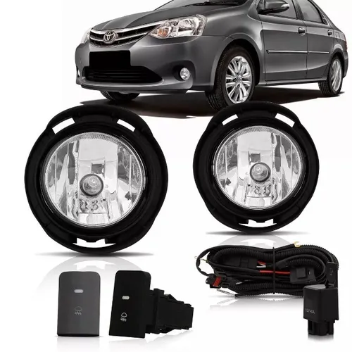 Kit Farol Milha Toyota Etios Com Botão Original Tiger Auto