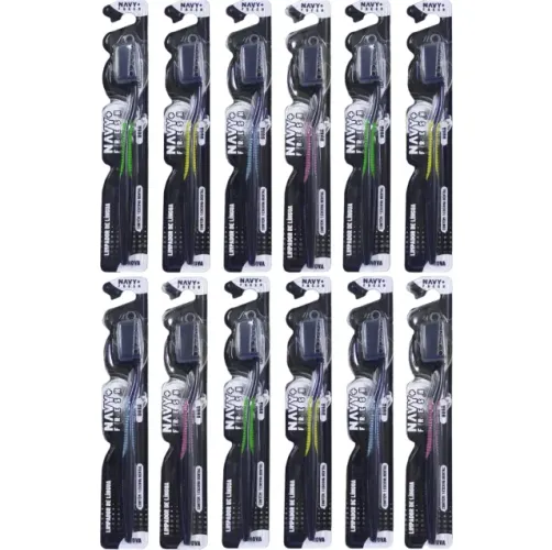 Escova De Dente Adulto Cerdas Média Kit 12 pçs