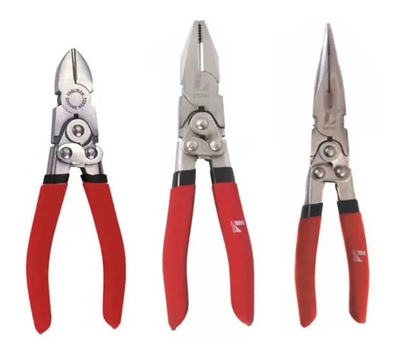 Kit com 3 Alicates Crv Junta Dupla Universal Corte Bico Lotus