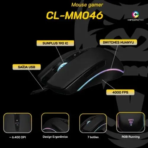 MOUSE GAMER RGB CLANM 6400DPI