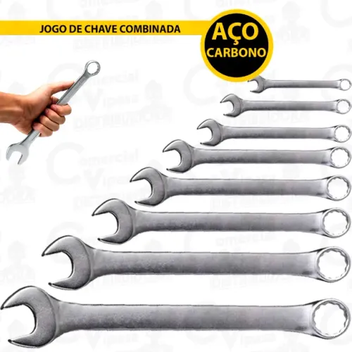 Jogo Chave De Boca Combinadas C/12 Peças Prateado 6,7,8,9,10,11,12,13,14,17,19,22 MM - Sta