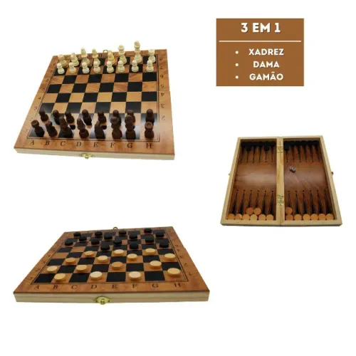 jogo de xadrez 3 em 1 xadrez gamão dama jg8 modelo 14b