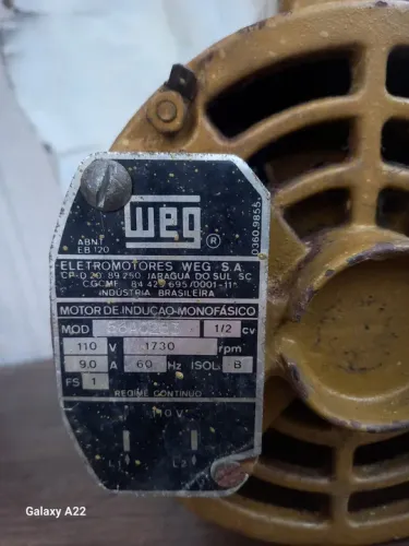 Motor WEG 1/2cv Monofásico 110V 1730RPM