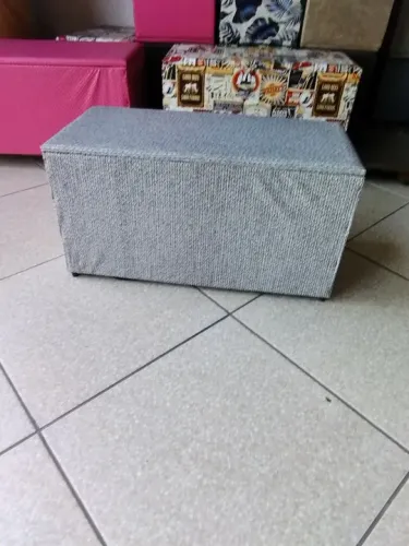 Banco puff baú sued ou corino 80cm