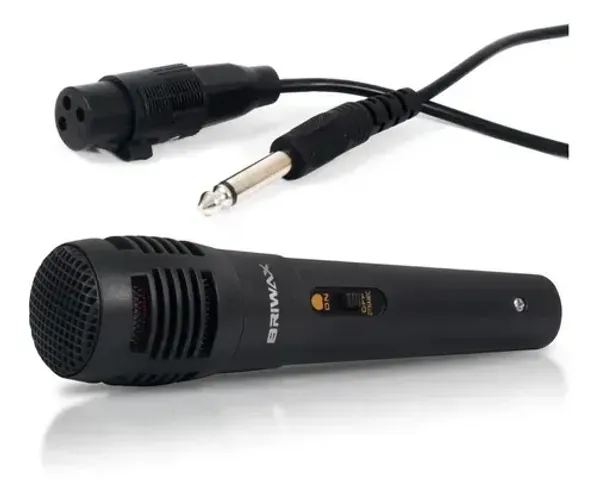 Microfone Dinâmico Cabo Caixa De Som Karaokê P10 Cor Preto
