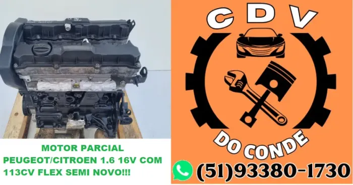 Motor Parcial Peugeot ou Citroen 1.6 16v Flex c/ 113cv nota fiscal e garantia