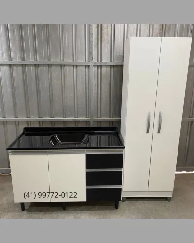 Pia 1.20 e Armário Porta Mantimentos Multiuso - Entrego 