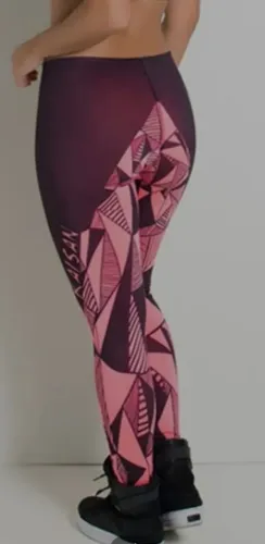 Legging Feminina Pink e Preto - Estilo Geométrico