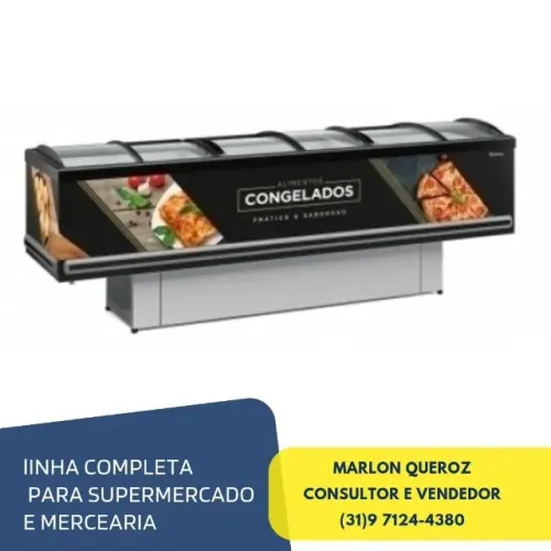 Ilha Refrigerada 3M Gelopar Vidro Curvo