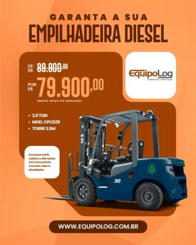 Empilhadeira Eletrica com bateria de lirio e carregador Diesel