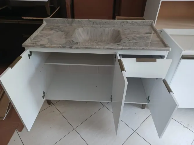 BALCÃO DE PIA 1,20m COM TAMPO MARMORITE 