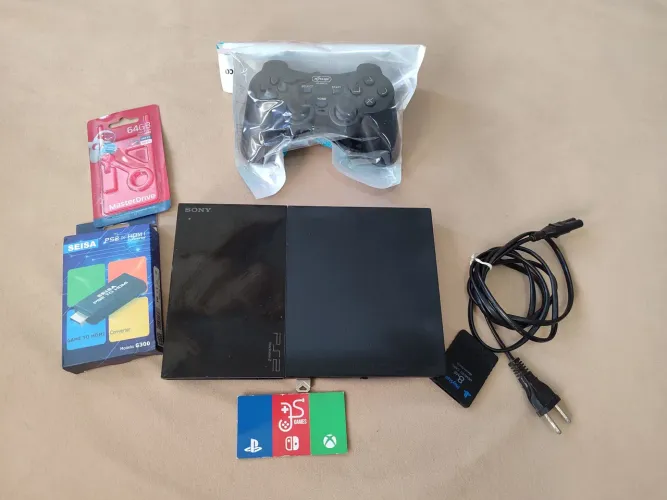 PS2 64 gigas com adaptador HDMI 