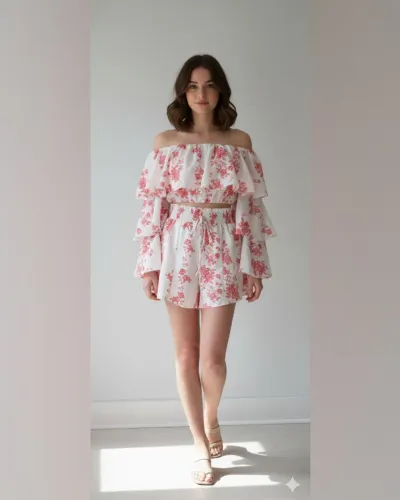 Conjunto shorts e croped.