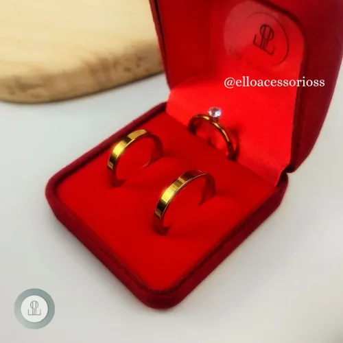 Alianças Retas banhadas a ouro com 3mm