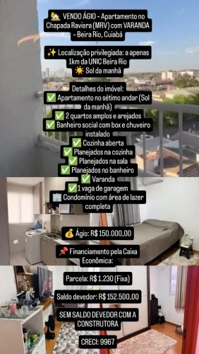 ÁGIO COM VARANDA NA AVENIDA BEIRA RIO SEMI MOBILIADO 