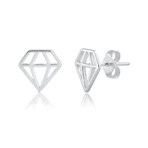 Brincos de diamante vazados em prata