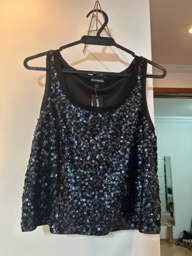 Cropped Preto lantejoula 