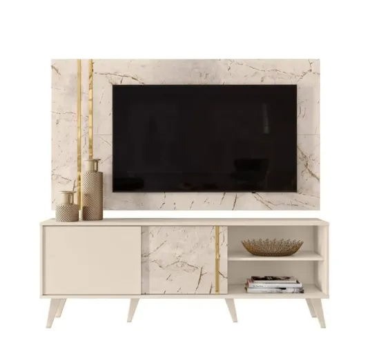 Rack para TV com Painel em Mármore - Novo