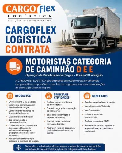 MOTORISTAS CATEGORIA DE CAMINHÃO D e E