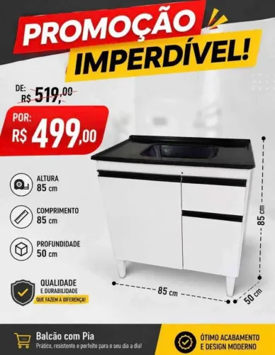 Promoção de balcão com pia
