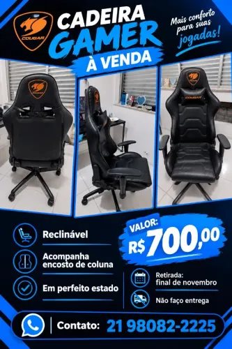 Cadeira Gamer Cougar - reclinável