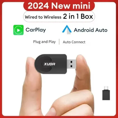 Adaptador Auto Android sem fio CarPlay, Smart Mini Box, Plug and Play, WiFi, conexão rápid