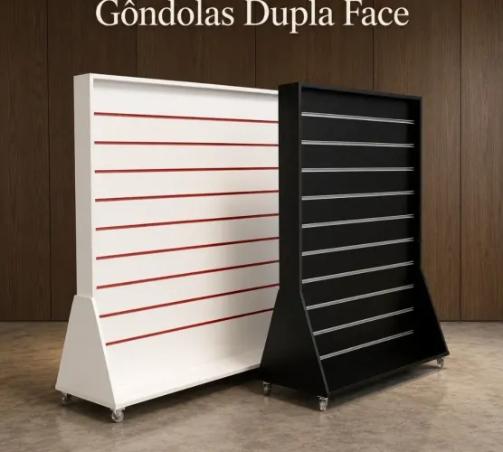Gôndolas canaletadas dupla face no mdf branco 