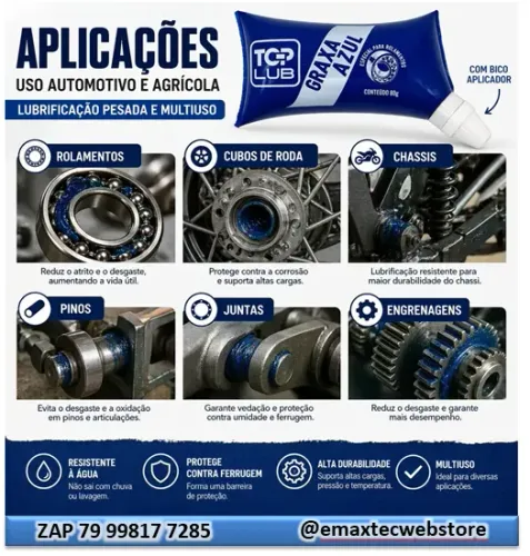 Graxa Azul 80g Para Rolamento Moto Resistência A Água Multiuso
