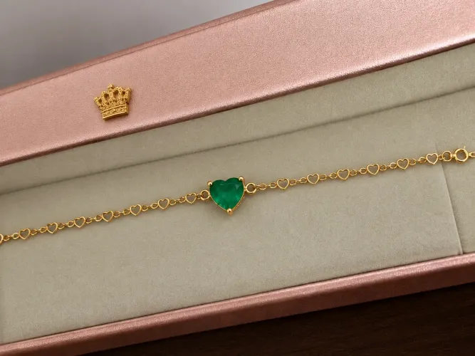 Pulseira ouro 18k com esmeralda